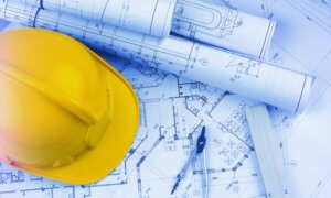 Construction manager. blueprints
